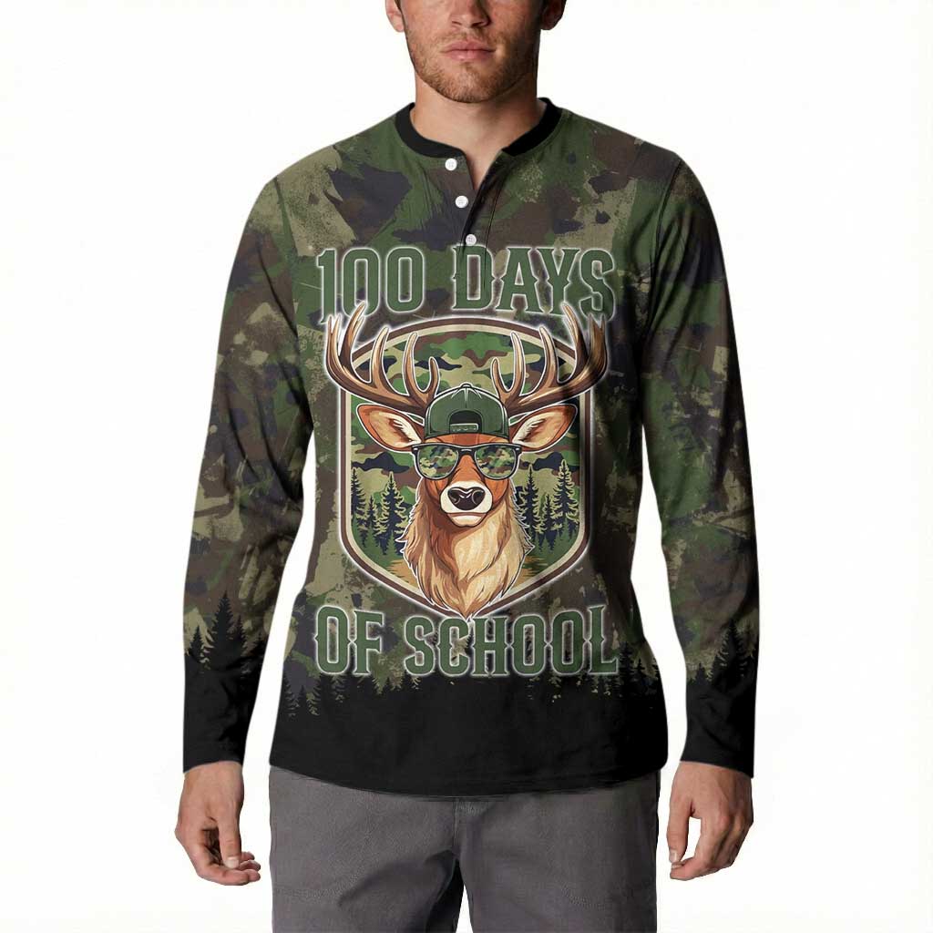 Deer 100 Days of School Button Sweatshirt Camo Deer Adventure Forest