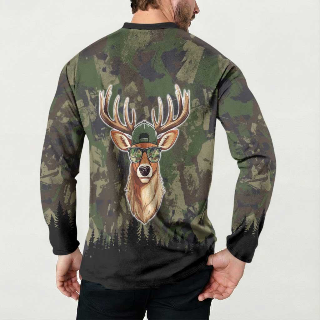 Deer 100 Days of School Button Sweatshirt Camo Deer Adventure Forest
