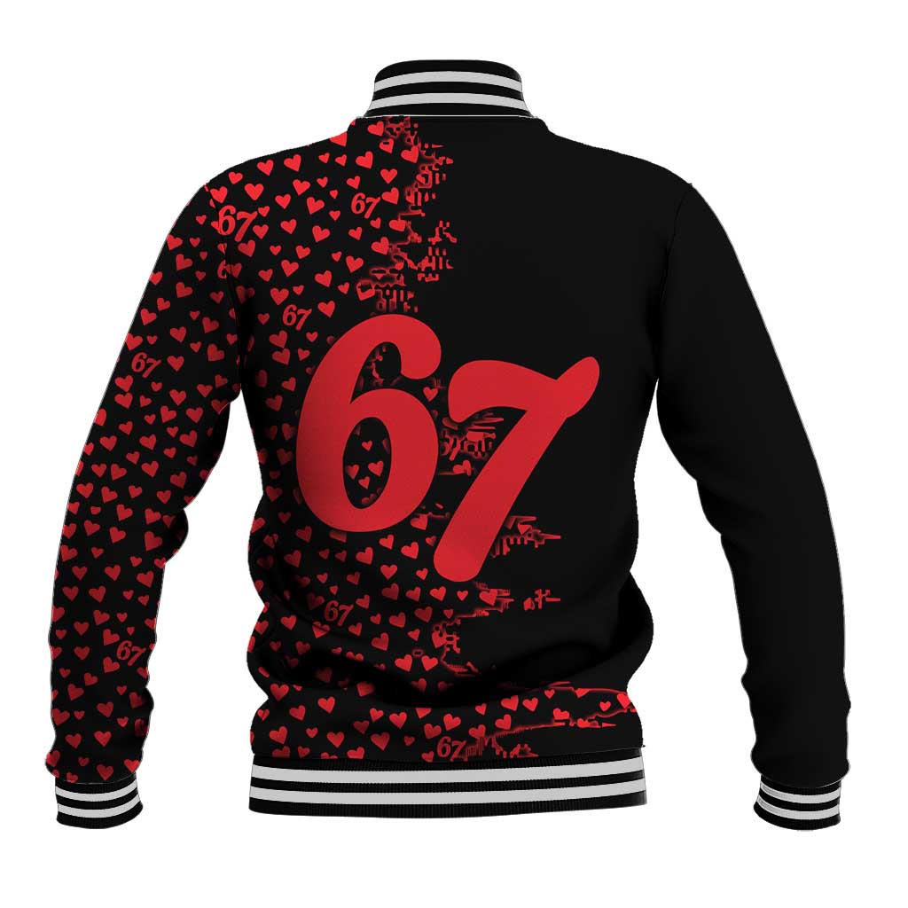 Valentine’s Day 67 Meme Six Seven Baseball Jacket Gen Alpha Conversation Hearts