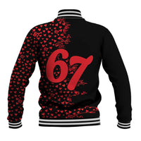 Valentine’s Day 67 Meme Six Seven Baseball Jacket Gen Alpha Conversation Hearts