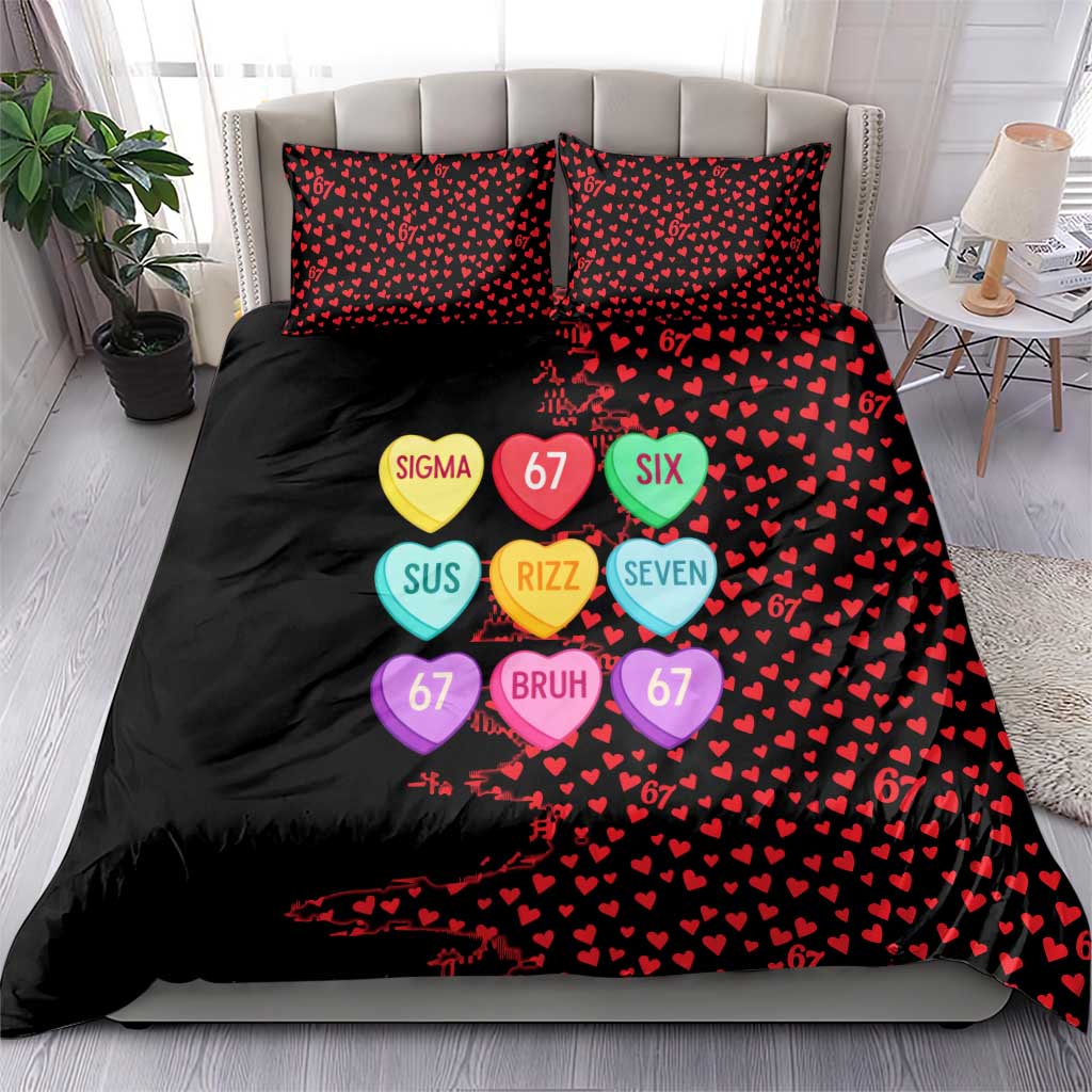 Valentine’s Day 67 Meme Six Seven Bedding Set Gen Alpha Conversation Hearts