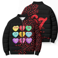 Valentine’s Day 67 Meme Six Seven Bomber Puffer Jacket Gen Alpha Conversation Hearts