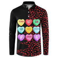 Valentine’s Day 67 Meme Six Seven Button Sweatshirt Gen Alpha Conversation Hearts