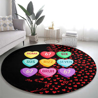 Valentine’s Day 67 Meme Six Seven Round Carpet Gen Alpha Conversation Hearts
