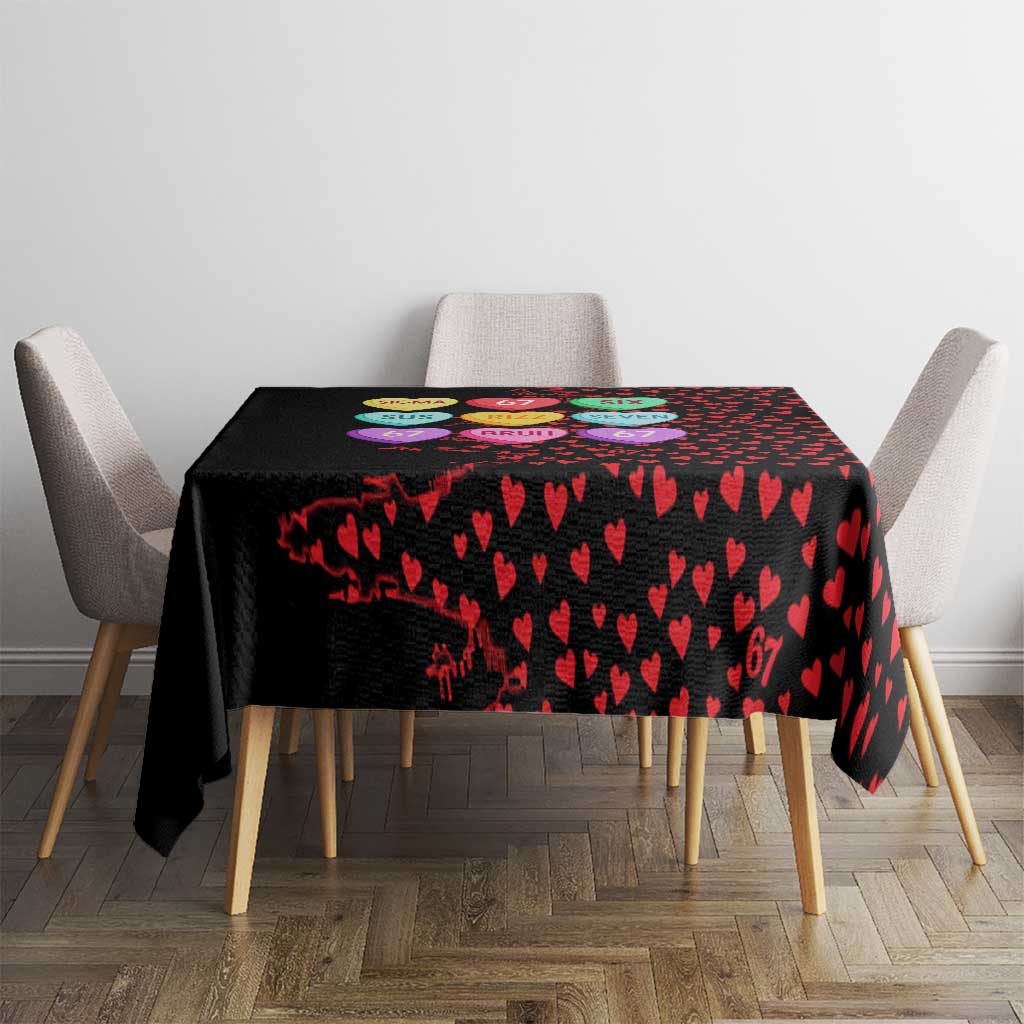 Valentine’s Day 67 Meme Six Seven Tablecloth Gen Alpha Conversation Hearts