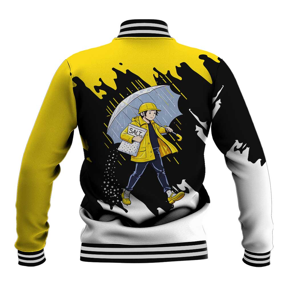 Be Salty Melt Ice Baseball Jacket with Bold Splash Pattern