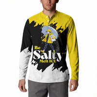 Be Salty Melt Ice Button Sweatshirt with Bold Splash Pattern
