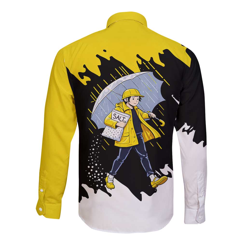 Be Salty Melt Ice Long Sleeve Button Shirt with Bold Splash Pattern