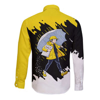 Be Salty Melt Ice Long Sleeve Button Shirt with Bold Splash Pattern