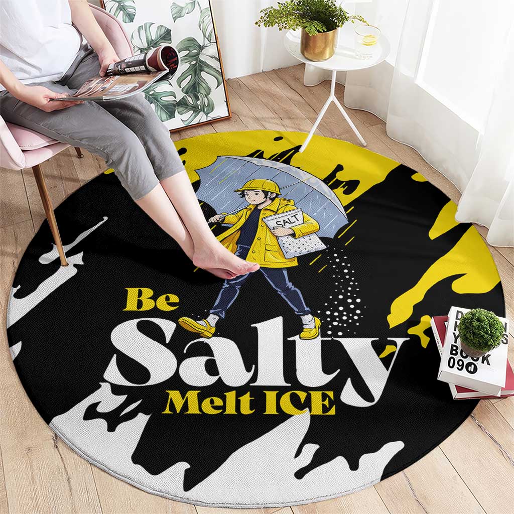 Be Salty Melt Ice Round Carpet with Bold Splash Pattern