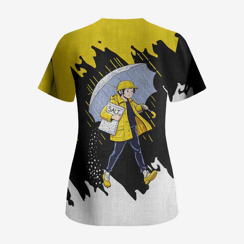 Be Salty Melt Ice Scrub Top with Bold Splash Pattern