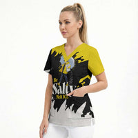 Be Salty Melt Ice Scrub Top with Bold Splash Pattern