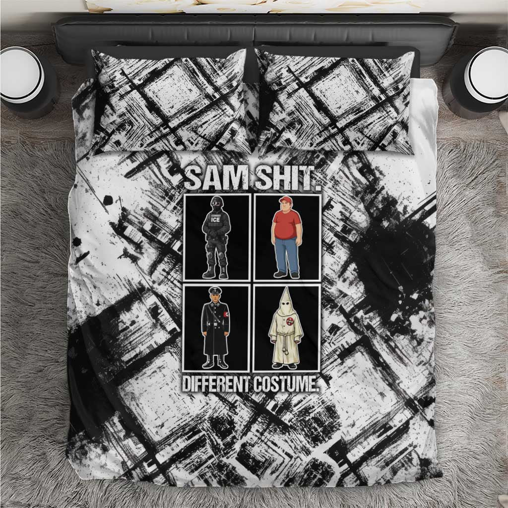 Same Shit Different Costume Bedding Set Monochrome Gritty Texture