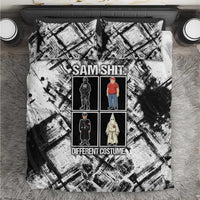 Same Shit Different Costume Bedding Set Monochrome Gritty Texture