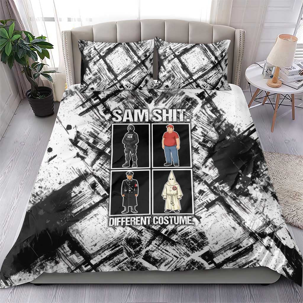 Same Shit Different Costume Bedding Set Monochrome Gritty Texture