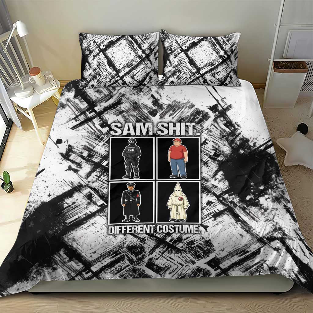 Same Shit Different Costume Bedding Set Monochrome Gritty Texture