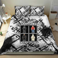 Same Shit Different Costume Bedding Set Monochrome Gritty Texture