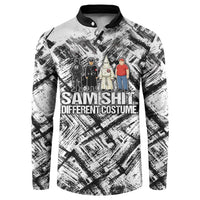 Same Shit Different Costume Button Sweatshirt Monochrome Gritty Texture