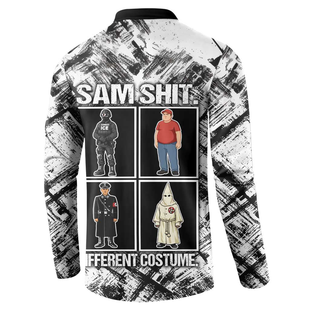 Same Shit Different Costume Button Sweatshirt Monochrome Gritty Texture