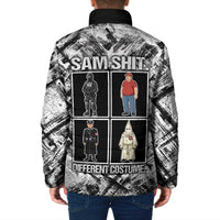 Same Shit Different Costume Padded Jacket Monochrome Gritty Texture