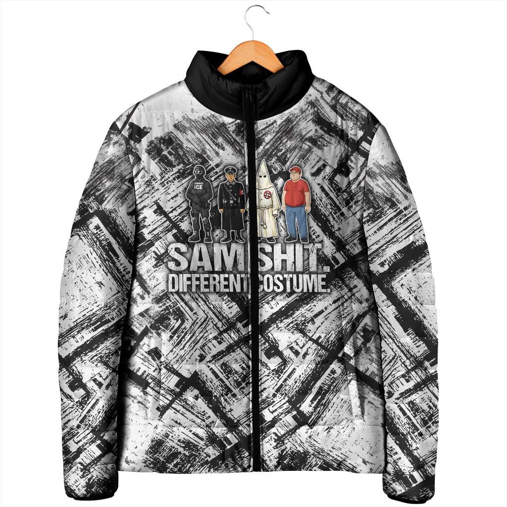 Same Shit Different Costume Padded Jacket Monochrome Gritty Texture