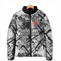 Same Shit Different Costume Padded Jacket Monochrome Gritty Texture
