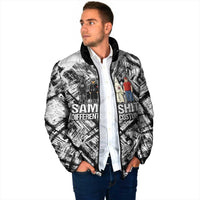 Same Shit Different Costume Padded Jacket Monochrome Gritty Texture