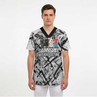 Same Shit Different Costume Scrub Top Monochrome Gritty Texture