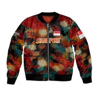 Singapore Merlion Bomber Jacket with Graffiti Art Style and National Flag