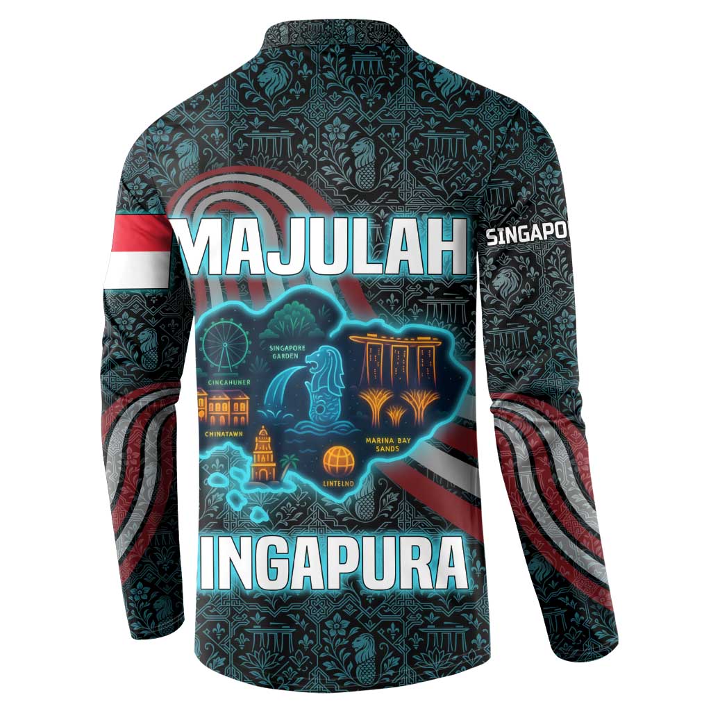 Singapore Button Sweatshirt with National Icons and Majulah Singapura Script