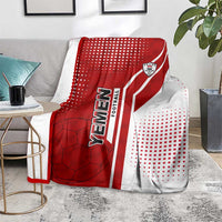 Yemen Football Blanket with Red and White Flag Design