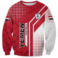 Red/white Yemen football sweatshirt with flag stripes and crest graphic