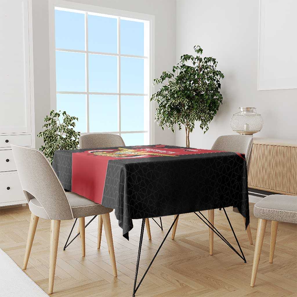Yemen Eagle Emblem Tablecloth with National Flag and Map Design
