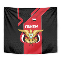 Yemen Eagle Emblem Tapestry with National Flag and Map Design