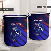 Personalized Cape Verde Soccer Laundry Basket Shark Mascot Football Player Striped Pattern