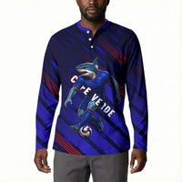 Personalized Cape Verde Soccer Button Sweatshirt Shark Mascot Football Player Striped Pattern