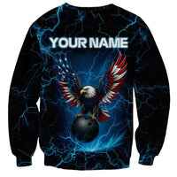 Unisex black sweatshirt with blue lightning, eagle crest, and YOUR NAME text