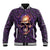 Skull Baseball Jacket Hello Darkness My Old Friend - Horror Seamless Pattern Purple - Wonder Print Shop