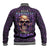 Skull Baseball Jacket Hello Darkness My Old Friend - Horror Seamless Pattern Purple - Wonder Print Shop