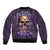 Skull Bomber Jacket Hello Darkness My Old Friend - Horror Seamless Pattern Purple - Wonder Print Shop