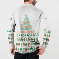 Ireland Christmas Button Sweatshirt with Celtic Knot Shamrock and Tricolor Holiday Pattern - Wonder Print Shop