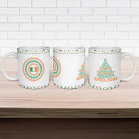 White ceramic Christmas mugs set of three with shamrock tree and Ireland text
