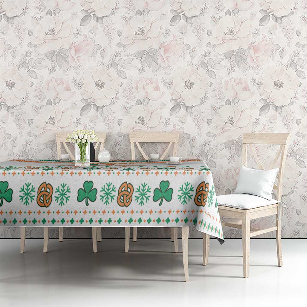 Ireland Christmas Tablecloth with Celtic Knot Shamrock and Tricolor Holiday Pattern - Wonder Print Shop