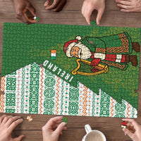 Ireland Christmas Puzzle with Celtic Harp Santa and Green Holiday Pattern - Wonder Print Shop