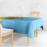 Blue Christmas tablecloth with corner drop and textured leaf pattern
