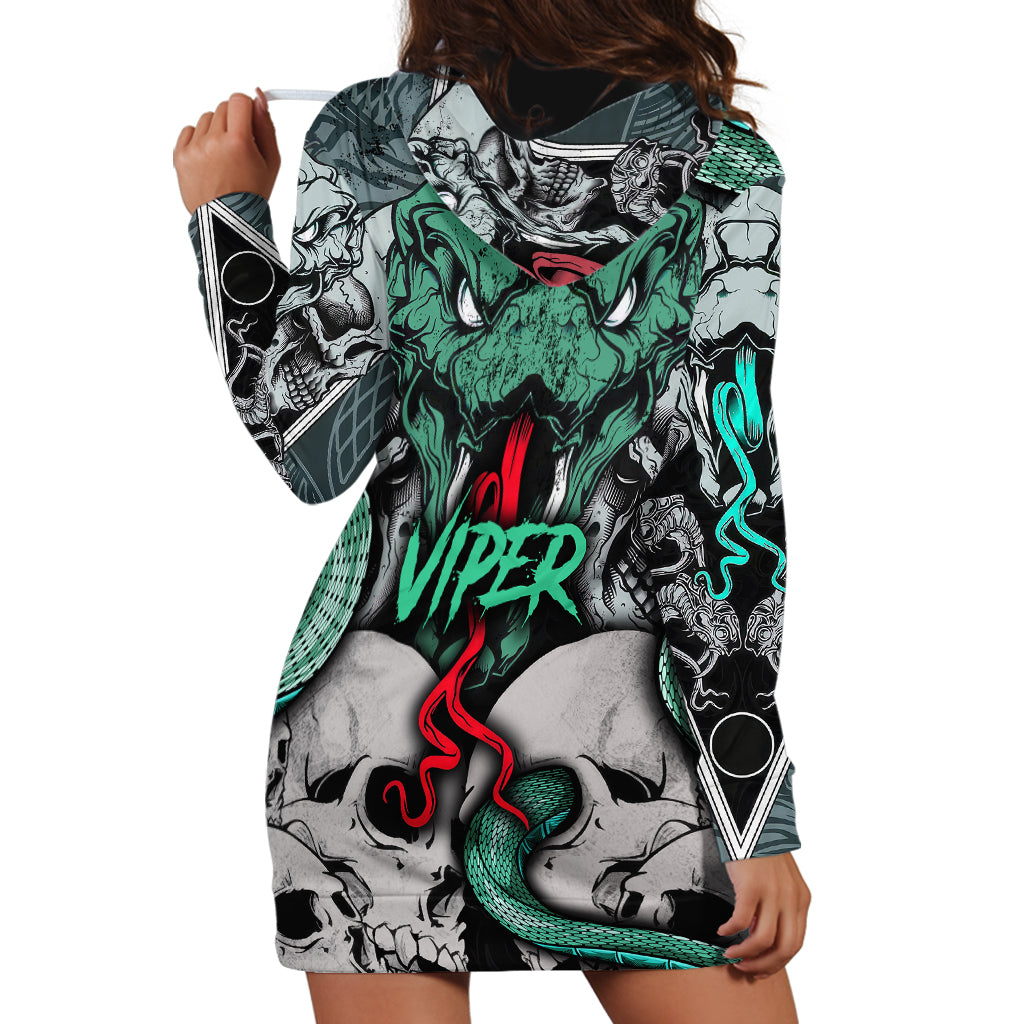 Infernal Trio Hoodie Dress Skull, Viper, and Sinister Snake - Wonder Print Shop