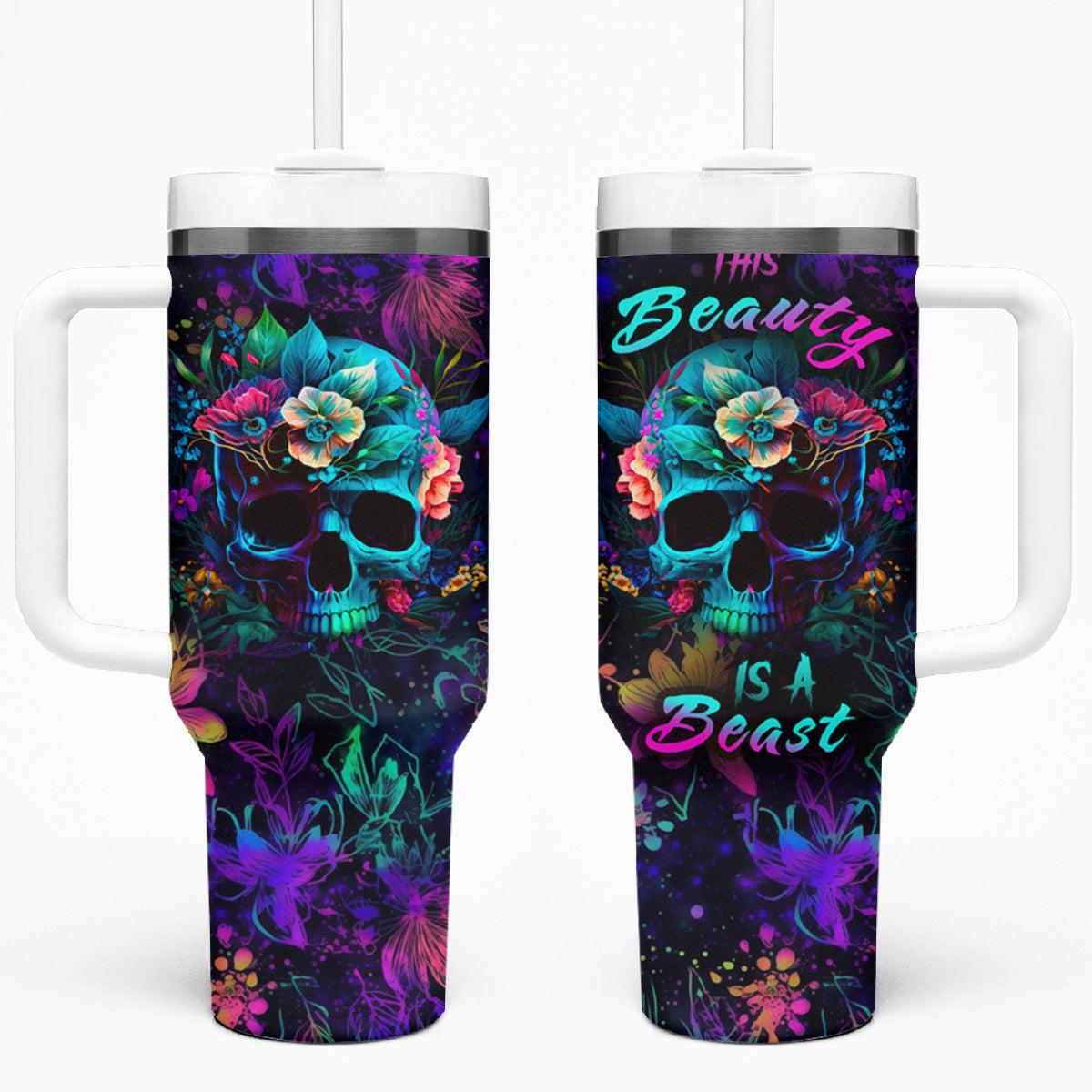 This Beauty Is a Beast Tumbler With Handle - Wonder Print Shop