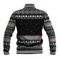 Christmas Dachshund Angel Dog Baseball Jacket Pink Green Tree Feather Pattern Design - Wonder Print Shop