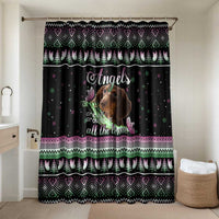Christmas Dachshund Angel Dog Bathroom Set Pink Green Tree Feather Pattern Design - Wonder Print Shop