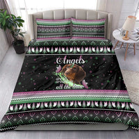 Christmas Dachshund Angel Dog Bedding Set Pink Green Tree Feather Pattern Design - Wonder Print Shop